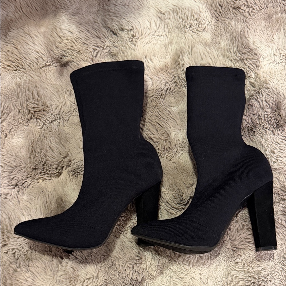 BAMBOO Black Heeled Boots